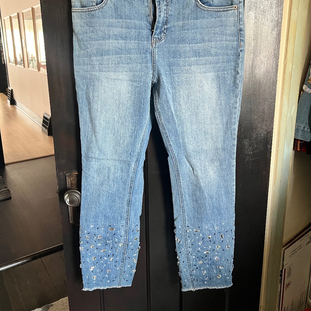 For The Republic Jeweled Skinny Jeans / Size 12 / W 30